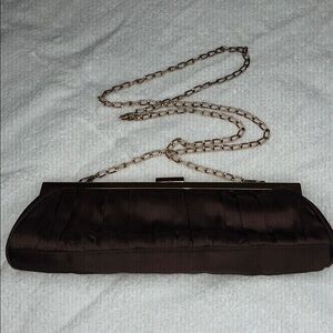 CACHE Handmade Satin Brown Evening Prom Clutch Bag